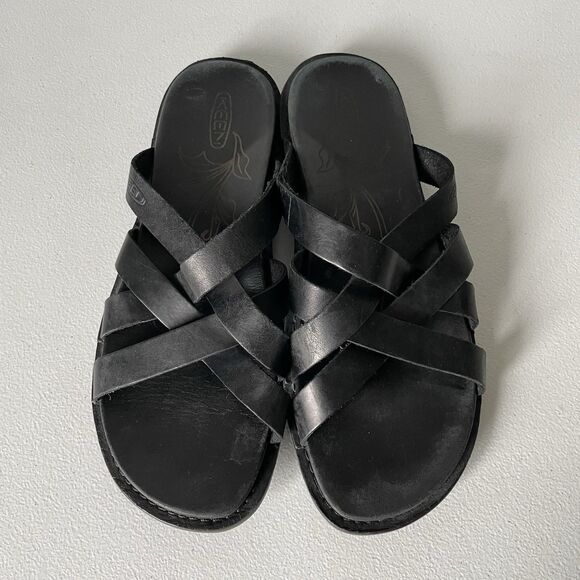 KEEN Sofia Slide Casual Sandals Black Leather Summer Comfort Women's Size 9 - Picture 5 of 11